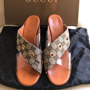 GUCCI ORANGE PLASTIC SANDALS